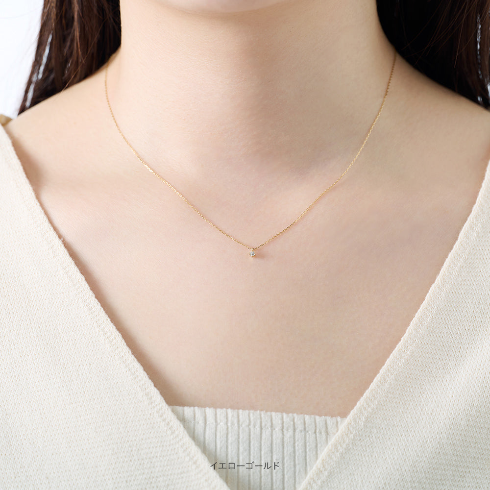 10金 ネックレス 日本製 一粒 0.03ct ダイヤモンド K10 4本留め レディース ギフト包装