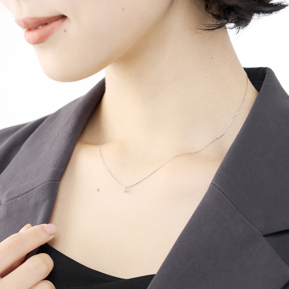 プラチナ 0.03ctダイヤモンド ネックレス 「ブライト」 PT900/850