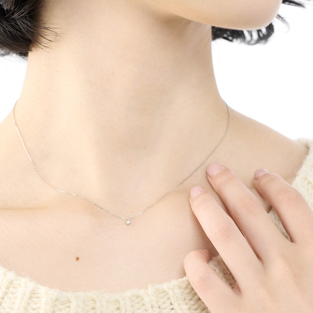 プラチナ 0.03ctダイヤモンド ネックレス 「ブライト」 PT900/850