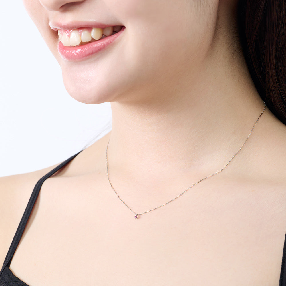 プラチナ ピンクダイヤモンド ネックレス 0.03ct 日本製 一粒 4本爪 レディース ギフト Pt900/850