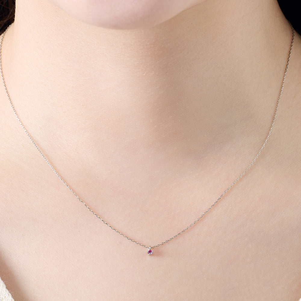 プラチナ ピンクダイヤモンド ネックレス 0.03ct 日本製 一粒 4本爪 レディース ギフト Pt900/850