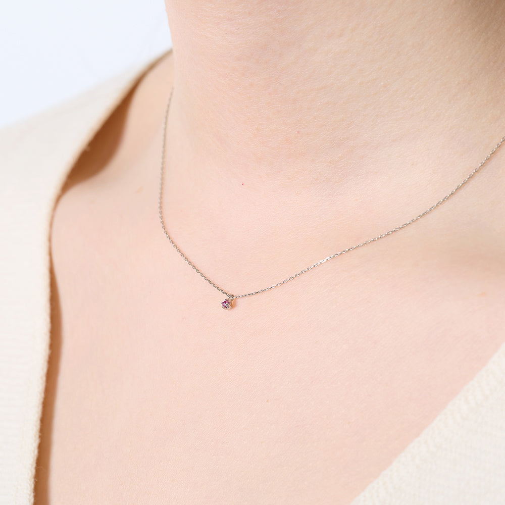 プラチナ ピンクダイヤモンド ネックレス 0.03ct 日本製 一粒 4本爪 レディース ギフト Pt900/850
