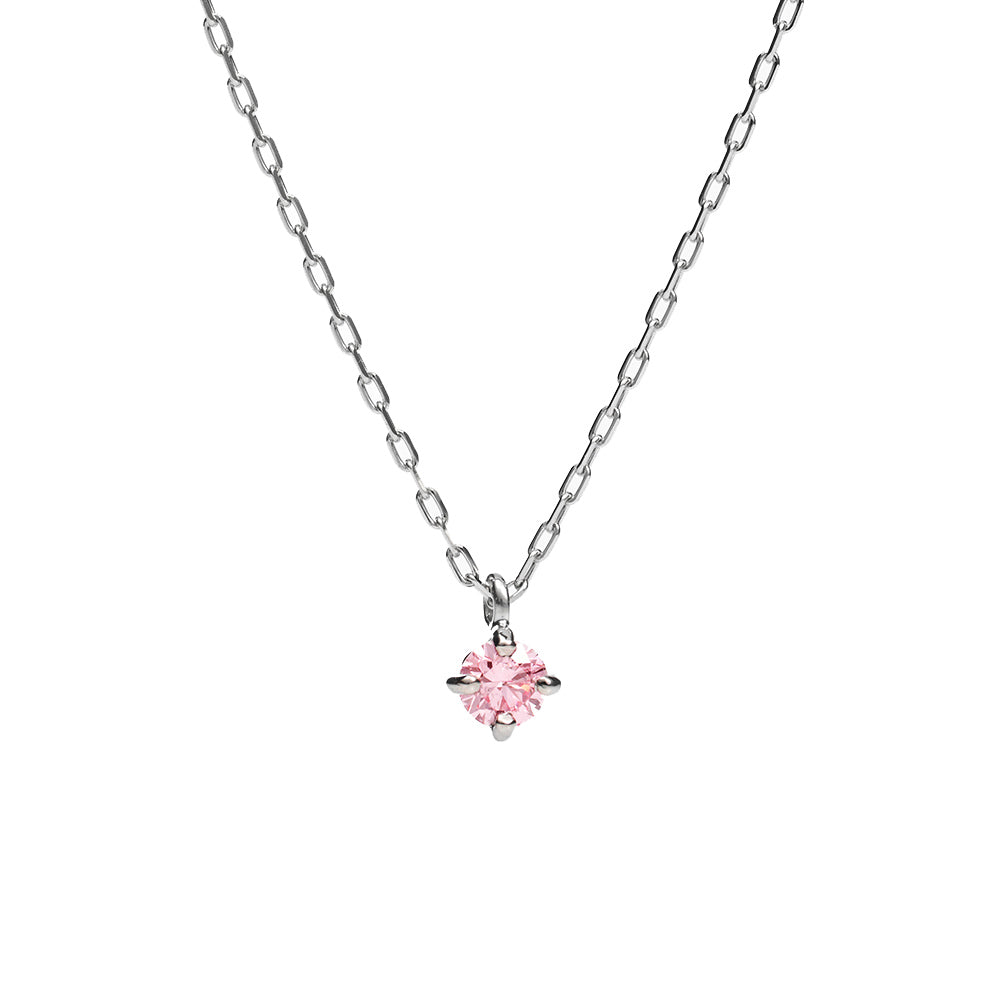 プラチナ ネックレス ピンクダイヤモンド 日本製 一粒 0.06ct 4本爪 レディース ギフト Pt900/850