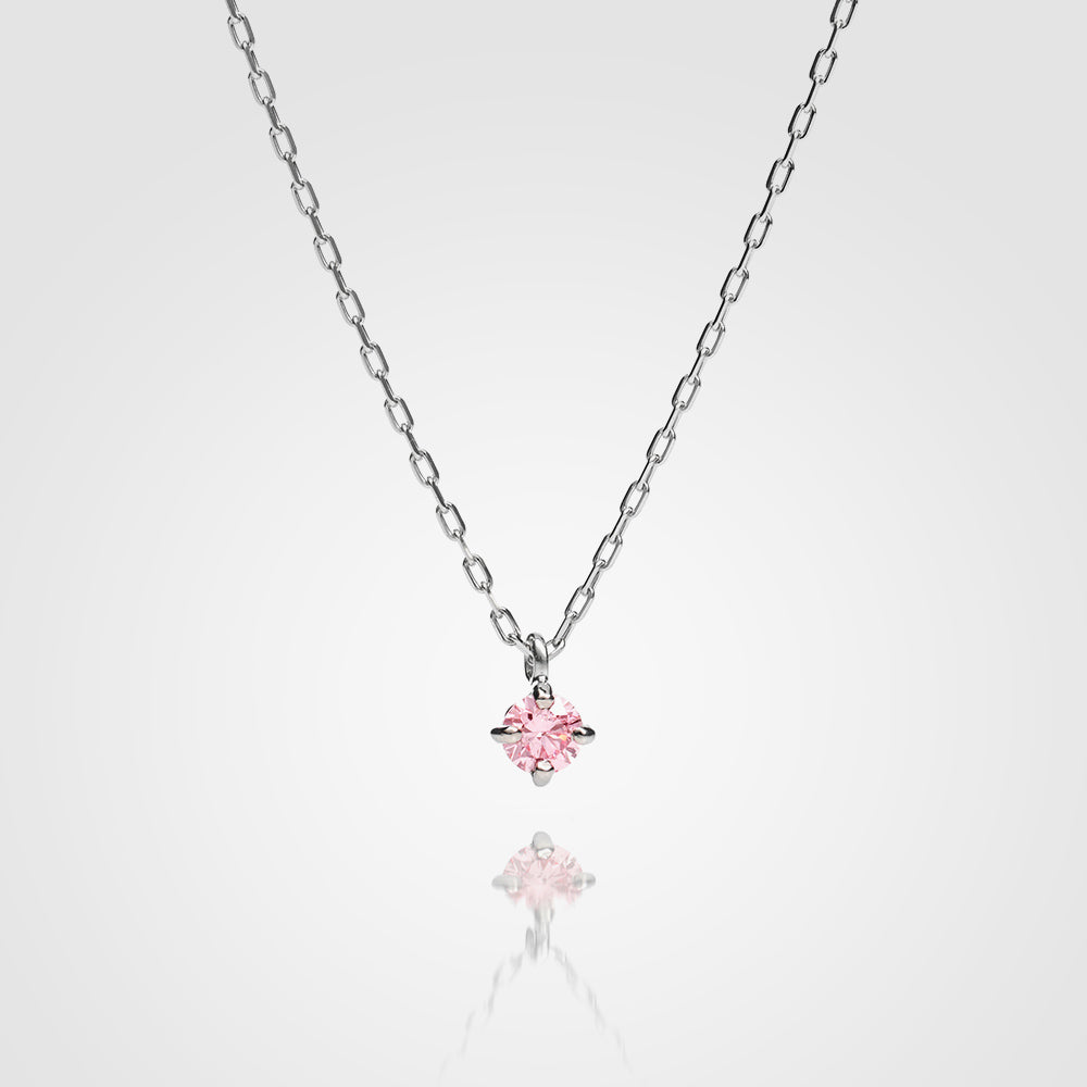 プラチナ ネックレス ピンクダイヤモンド 日本製 一粒 0.06ct 4本爪 レディース ギフト Pt900/850