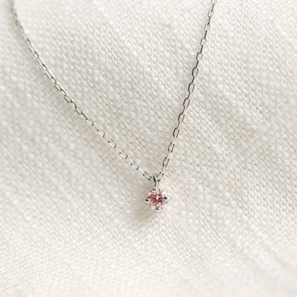 プラチナ ネックレス ピンクダイヤモンド 日本製 一粒 0.06ct 4本爪 レディース ギフト Pt900/850