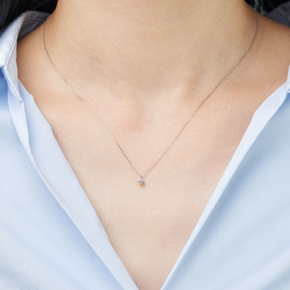 プラチナ ネックレス 日本製 一粒 0.1ct ダイヤモンド 4本爪 レディース ギフト包装 PT900 PT850