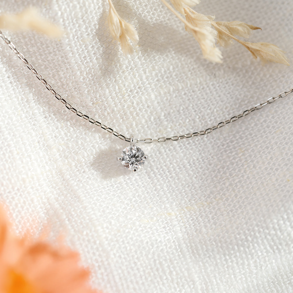プラチナ ネックレス 日本製 一粒 0.1ct ダイヤモンド 4本爪 レディース ギフト包装 PT900 PT850