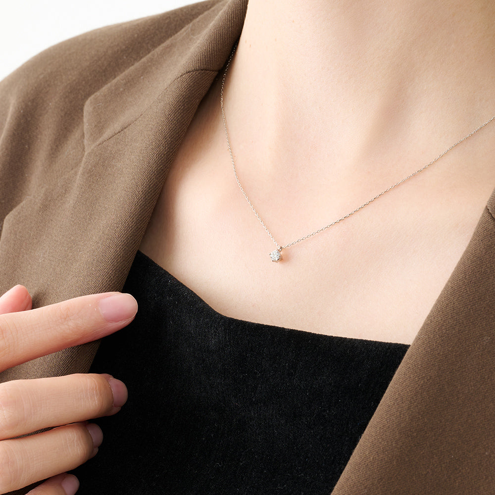 プラチナ ネックレス 日本製 一粒 0.1ct ダイヤモンド 4本爪 レディース ギフト包装 PT900 PT850