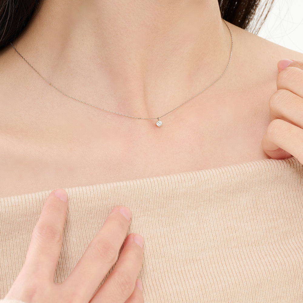 プラチナ ネックレス 日本製 一粒 0.1ct ダイヤモンド 4本爪 レディース ギフト包装 PT900 PT850