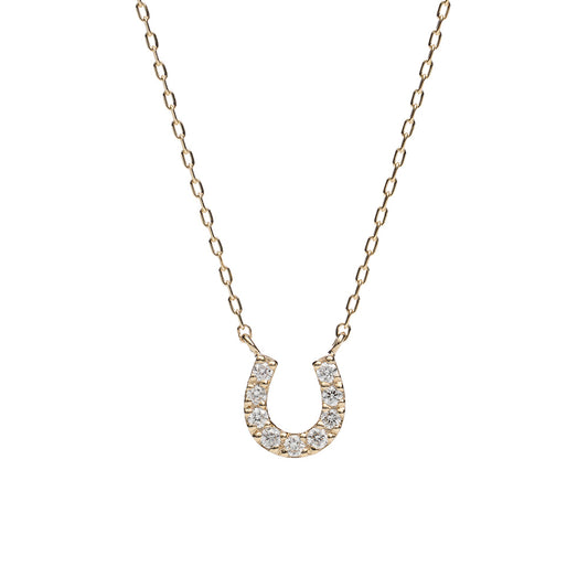 K10 ネックレス 日本製 ダイヤモンド 馬蹄 0.07ct イエローゴールド 10金 レディース 幸運