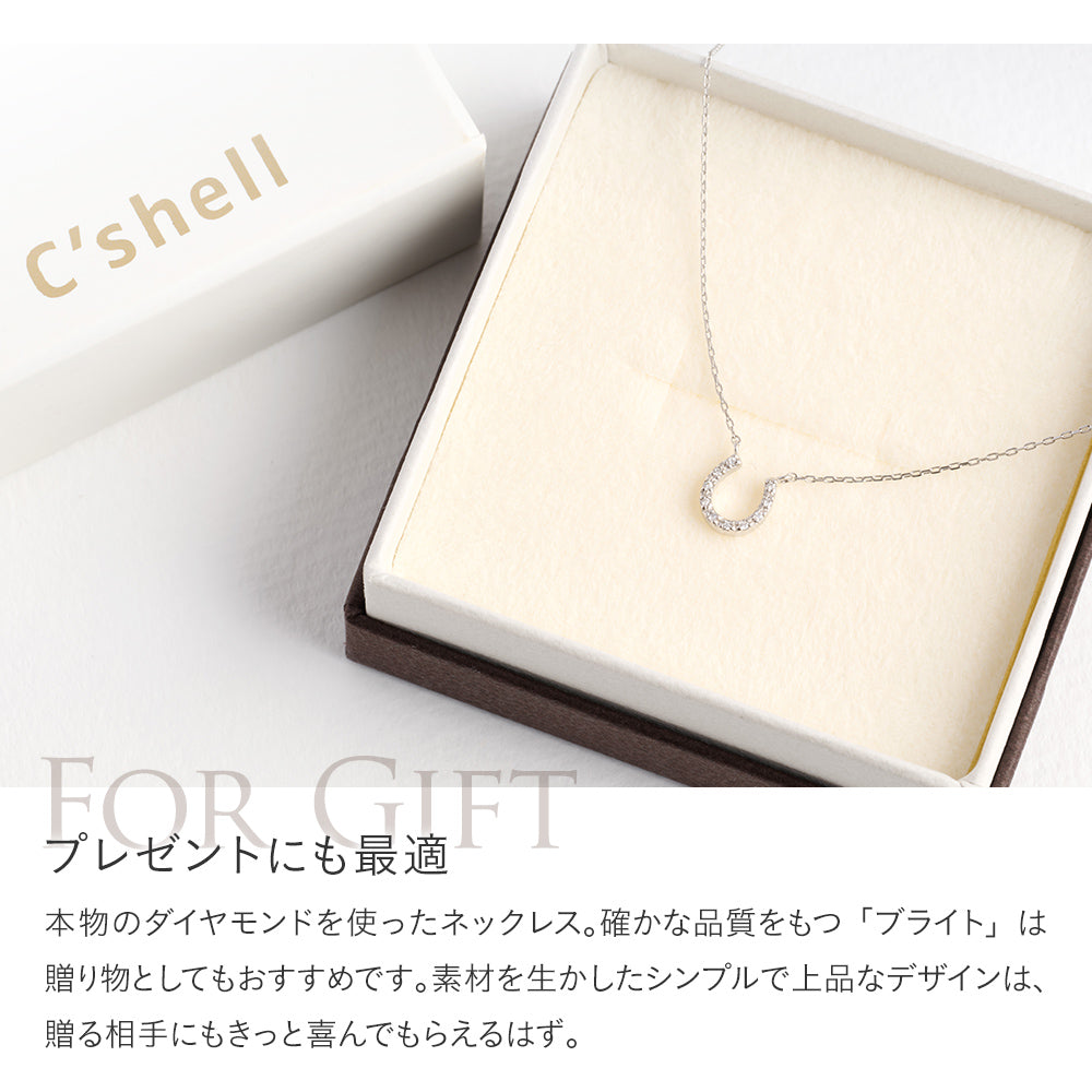 プラチナ ネックレス 馬蹄 ダイヤモンド 日本製 0.04ct ホースシューレディース Pt900/850 幸運 お守り ギフト