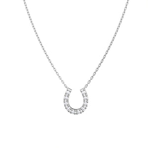 プラチナ 0.04ct ダイヤモンドホースシューネックレス Pt900/850