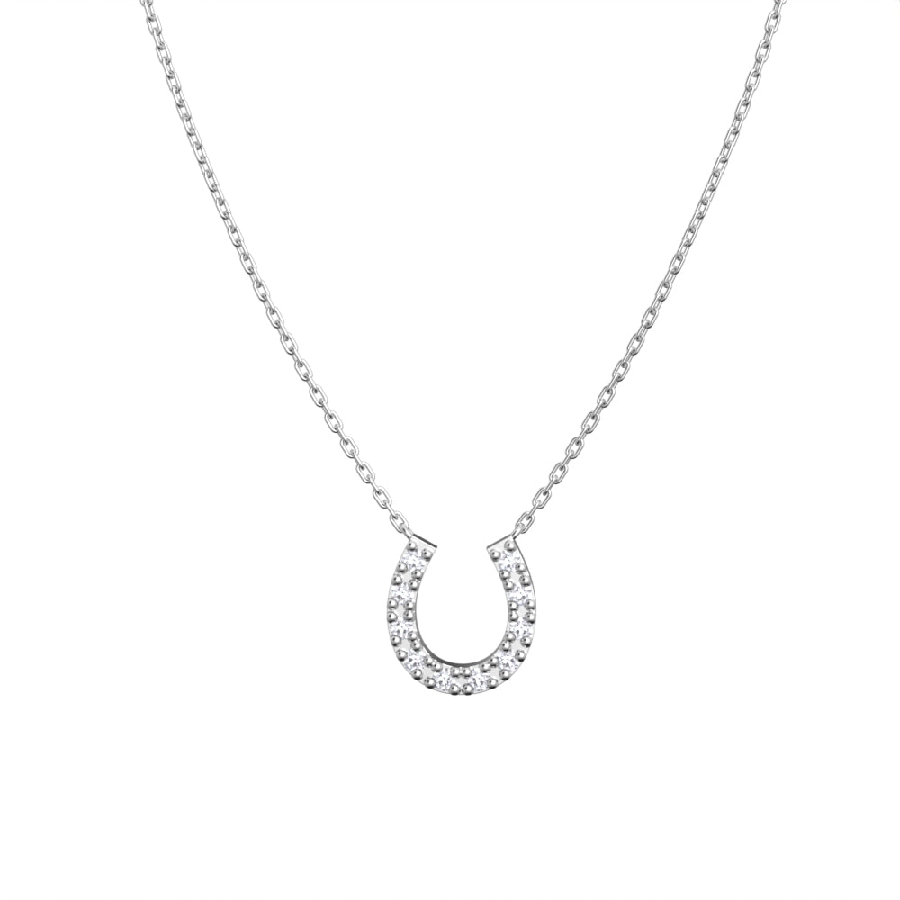 プラチナ 0.04ct ダイヤモンドホースシューネックレス Pt900/850