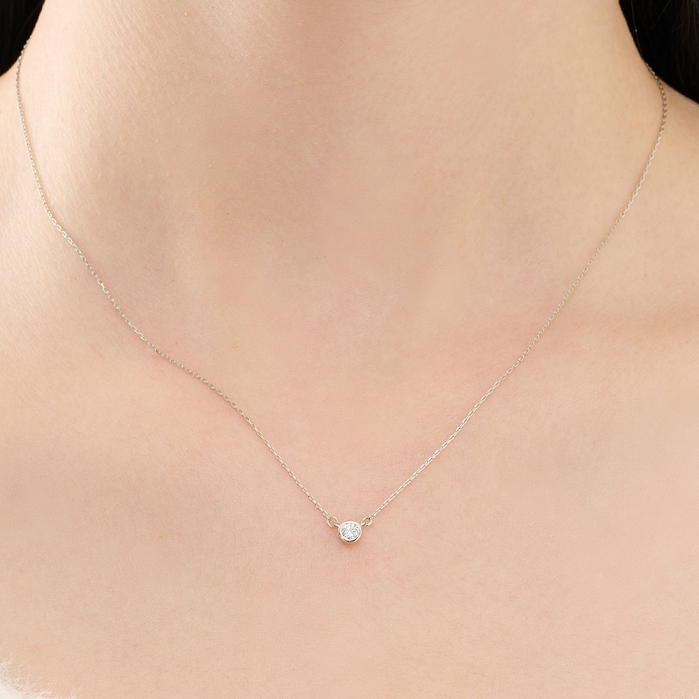 プラチナ ネックレス 日本製 一粒 ダイヤモンド 0.1ct 覆輪 レディース