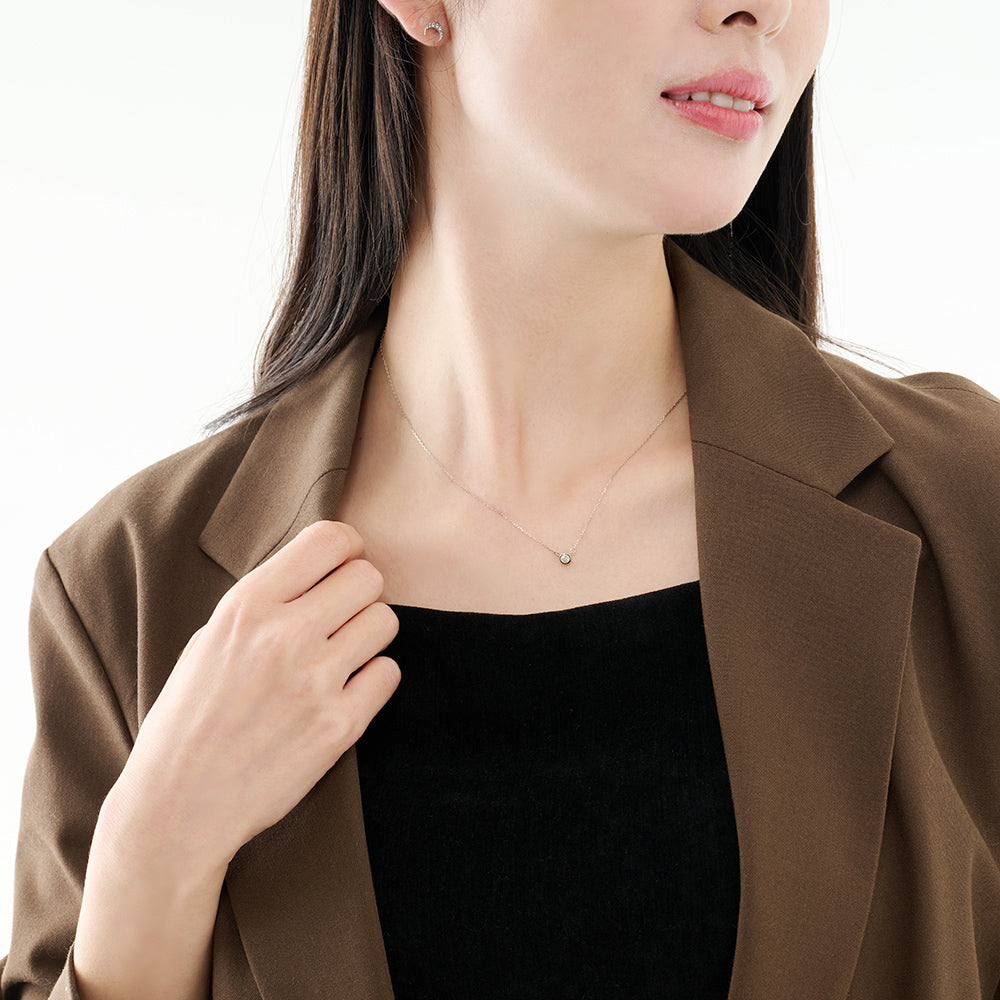 プラチナ ネックレス 日本製 一粒 ダイヤモンド 0.1ct 覆輪 レディース ギフト包装 PT900/850