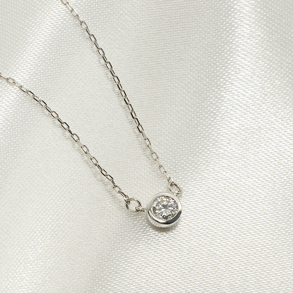 プラチナ ネックレス 日本製 一粒 ダイヤモンド 0.1ct 覆輪 レディース ギフト包装 PT900/850