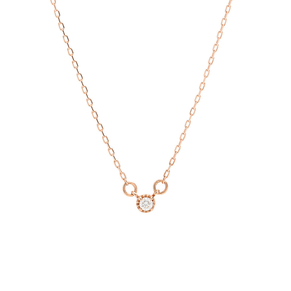 K10 ピンクゴールド ネックレス ダイヤモンド 0.03ct フラワー 花 一粒 日本製 10金 PG レディース 華奢