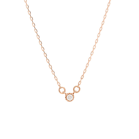 K10 ピンクゴールド ネックレス ダイヤモンド 0.03ct フラワー 花 一粒 日本製 10金 PG レディース 華奢