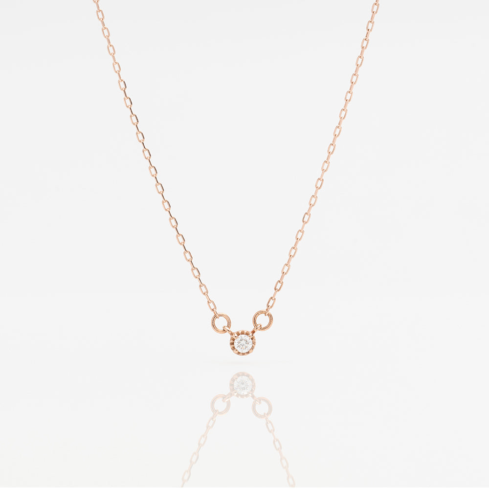 K10 ピンクゴールド ネックレス ダイヤモンド 0.03ct フラワー 花 一粒 日本製 10金 PG レディース 華奢