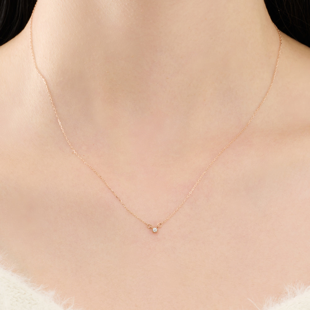 K10 ピンクゴールド ネックレス ダイヤモンド 0.03ct フラワー 花 一粒