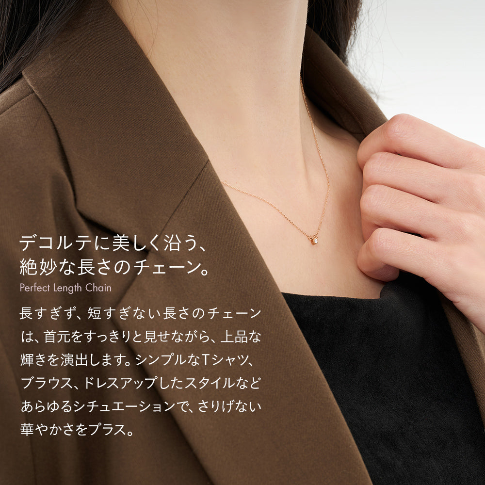 K10 ピンクゴールド ネックレス ダイヤモンド 0.03ct フラワー 花 一粒 日本製 10金 PG レディース 華奢