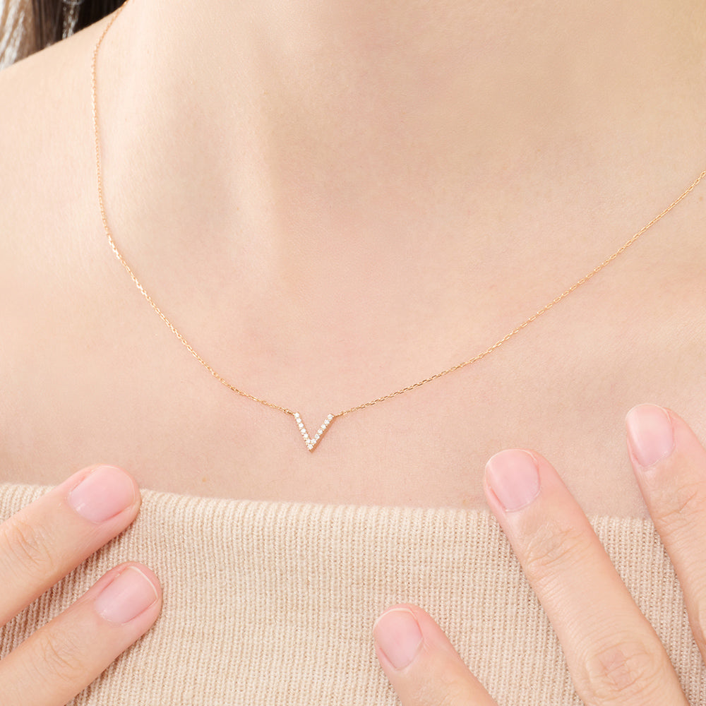 K18 ピンクゴールド ネックレス ダイヤモンド 0.03ct 馬蹄 ホースシュー 13石 日本製 18金 PG ローズゴールド レディース