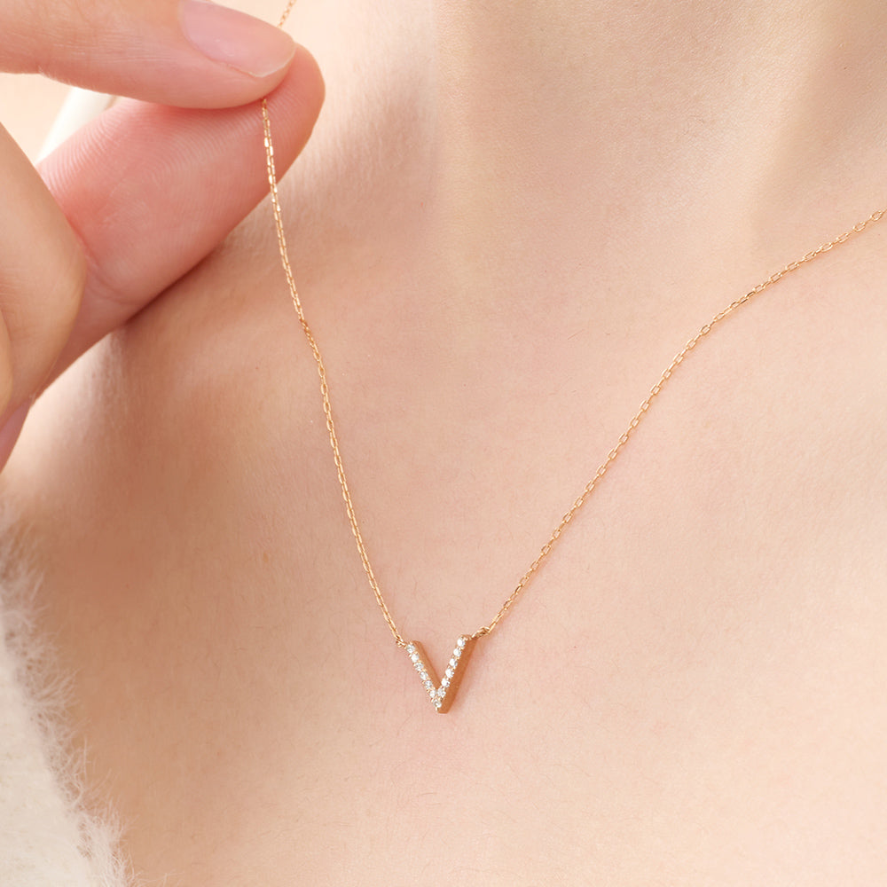 K18 ピンクゴールド ネックレス ダイヤモンド 0.03ct 馬蹄 ホースシュー 13石 日本製 18金 PG ローズゴールド レディース