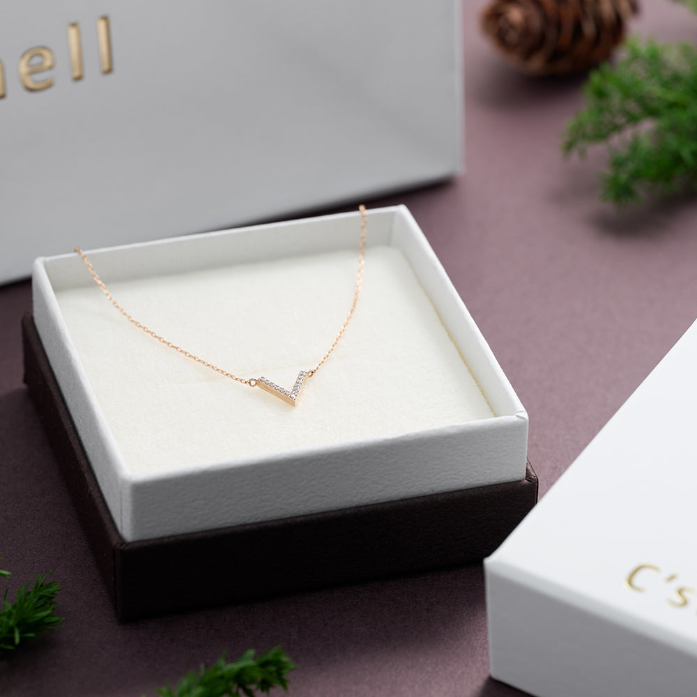 K18 ピンクゴールド ネックレス ダイヤモンド 0.03ct 馬蹄 ホースシュー 13石 日本製 18金 PG ローズゴールド レディース