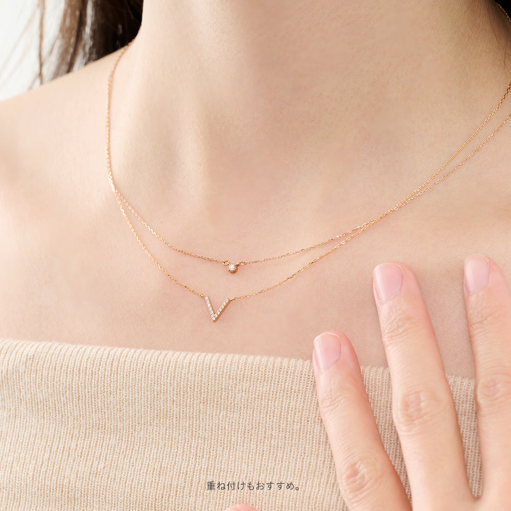 K18 ピンクゴールド ネックレス ダイヤモンド 0.03ct 馬蹄 ホースシュー 13石 日本製 18金 PG ローズゴールド レディース