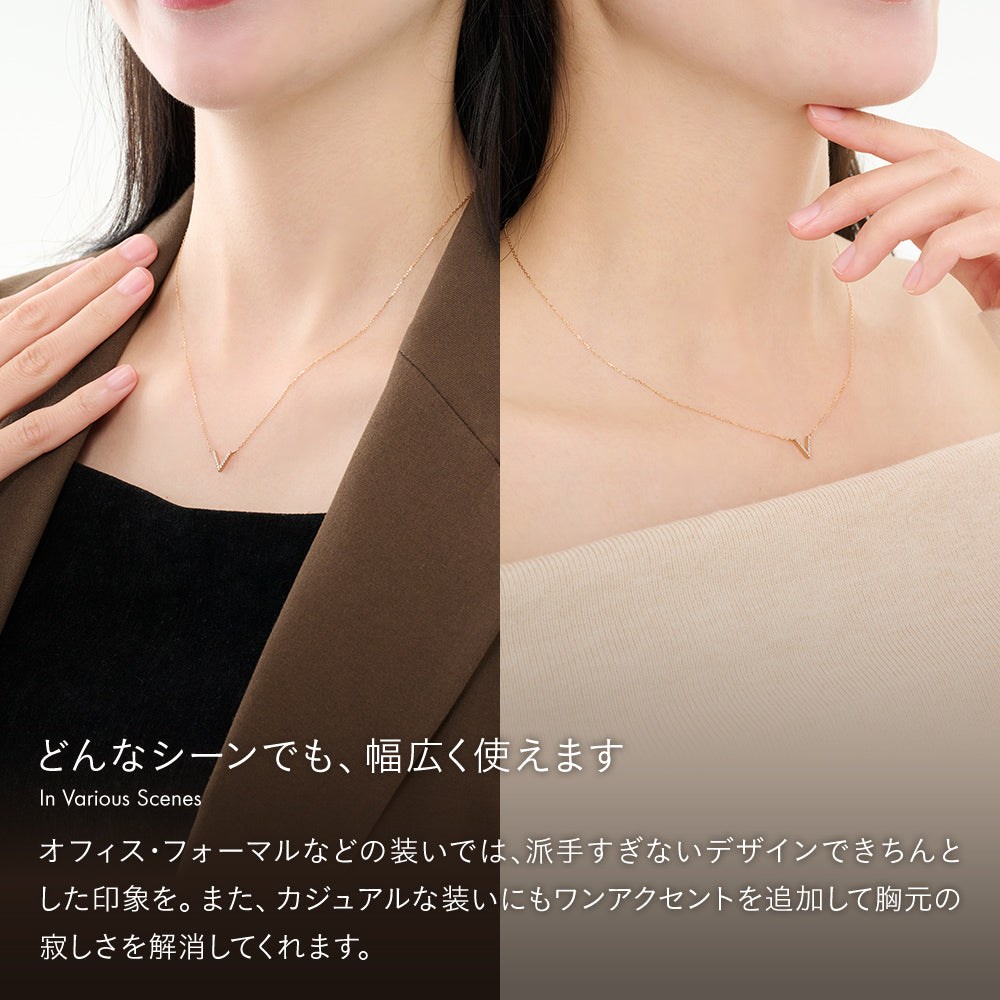 K18 ピンクゴールド ネックレス ダイヤモンド 0.03ct 馬蹄 ホースシュー 13石 日本製 18金 PG ローズゴールド レディース