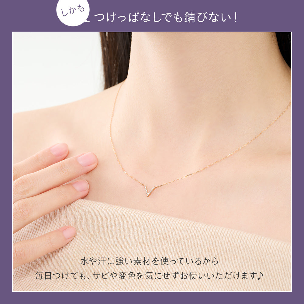 K18 ピンクゴールド ネックレス ダイヤモンド 0.03ct 馬蹄 ホースシュー 13石 日本製 18金 PG ローズゴールド レディース