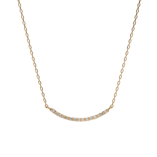 K18 スマイルネックレス ダイヤモンド 0.06ct ライン カーブ バー イエローゴールド 18金 日本製 レディース