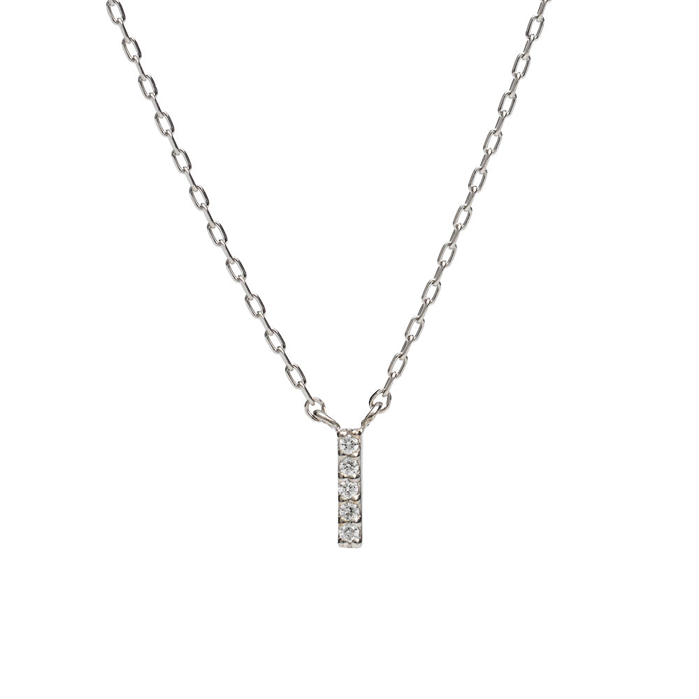 プラチナ ネックレス 日本製 ダイヤモンド バー 縦 5粒 0.01ct Pt900 Pt850 ライン レディース 華奢
