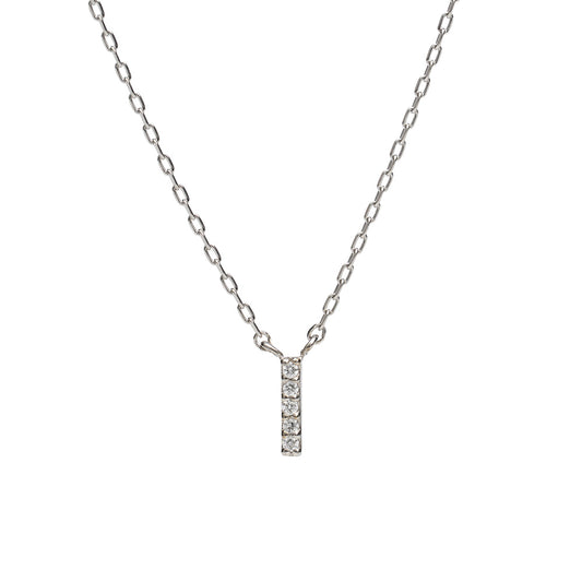 プラチナ ネックレス 日本製 ダイヤモンド バー 縦 5粒 0.01ct Pt900 Pt850 ライン レディース 華奢