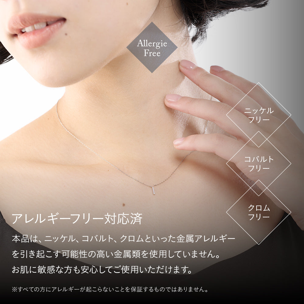 プラチナ ネックレス 日本製 ダイヤモンド バー 縦 5粒 0.01ct Pt900 Pt850 ライン レディース 華奢