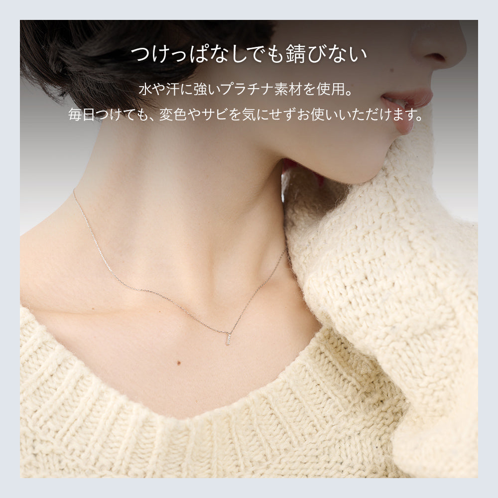 プラチナ ネックレス 日本製 ダイヤモンド バー 縦 5粒 0.01ct Pt900 Pt850 ライン レディース 華奢