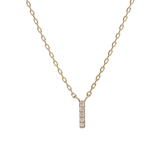 10金 レイヤーダイヤモンドバーネックレス K10 縦 5粒 0.01ct イエローゴールド 日本製 レディース 華奢 レイヤー ギフト