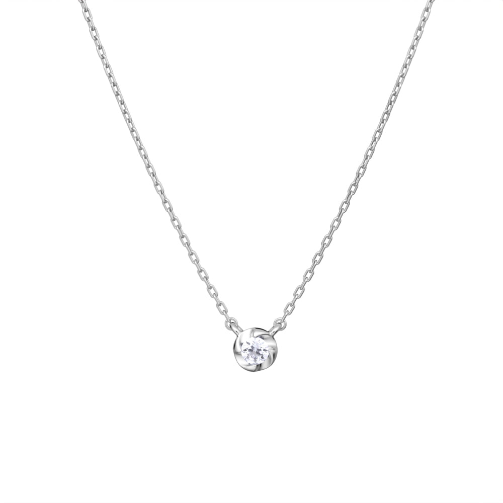 プラチナ ネックレス 日本製・ギフト包装対応 一粒 ダイヤモンド 0.03ct フラワー 花 PT900 モチーフ シンプル レディース ギフト