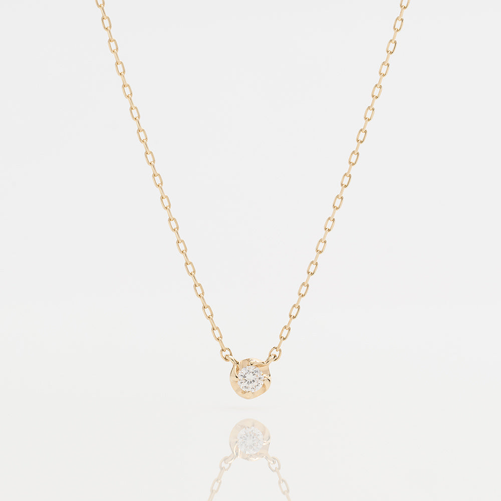 K10 ネックレス 日本製 ダイヤモンド 0.03ct フラワー 花 一粒 10金 イエローゴールド レディース 華奢