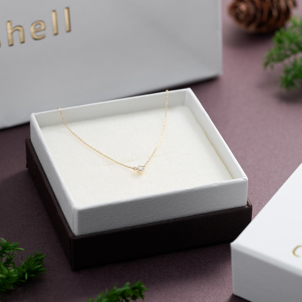 K10 ネックレス 日本製 ダイヤモンド 0.03ct フラワー 花 一粒 10金 イエローゴールド レディース 華奢