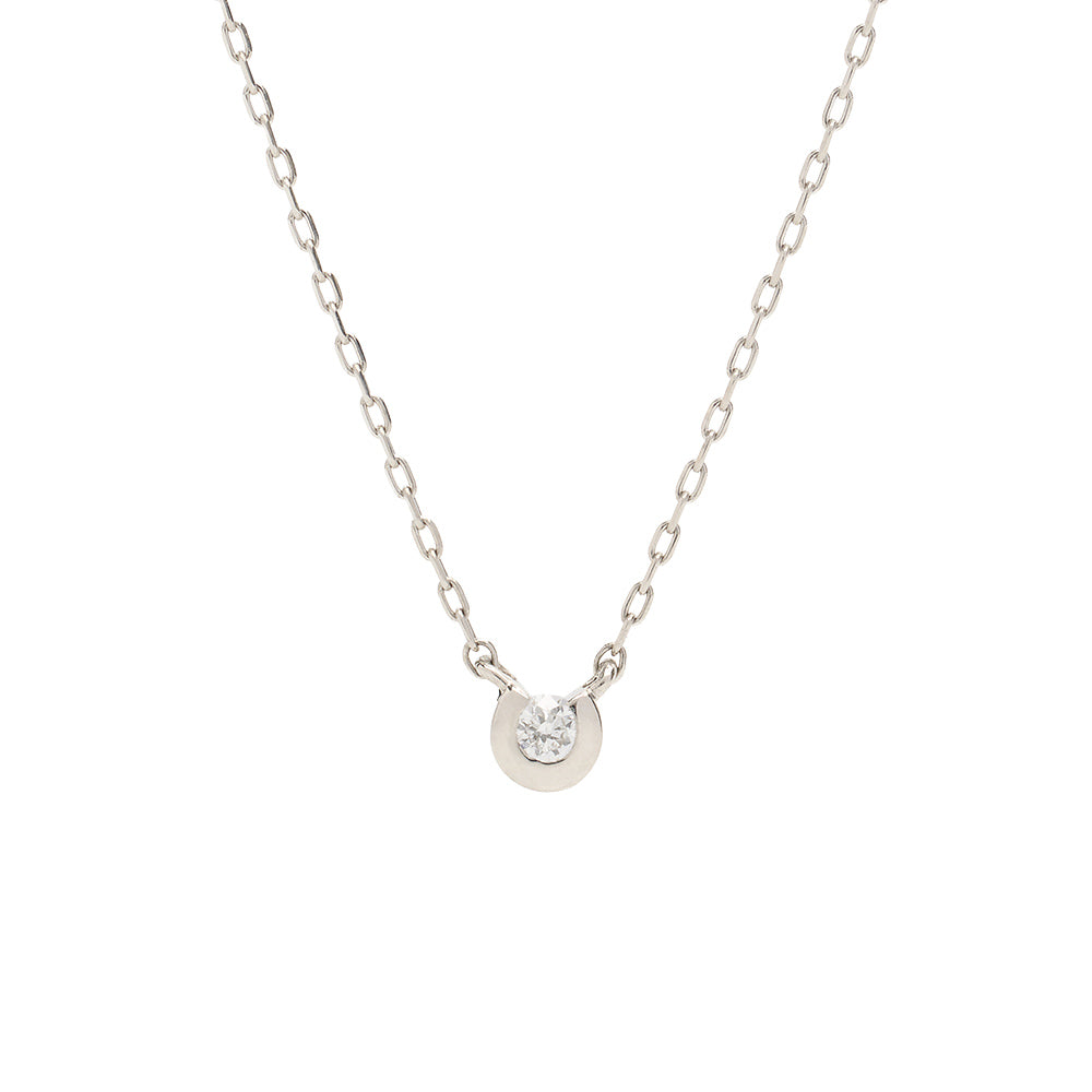 プラチナ ネックレス ダイヤモンド 0.03ct フクリン 覆輪 一粒 日本製 Pt900 レディース シンプル アレルギー対応