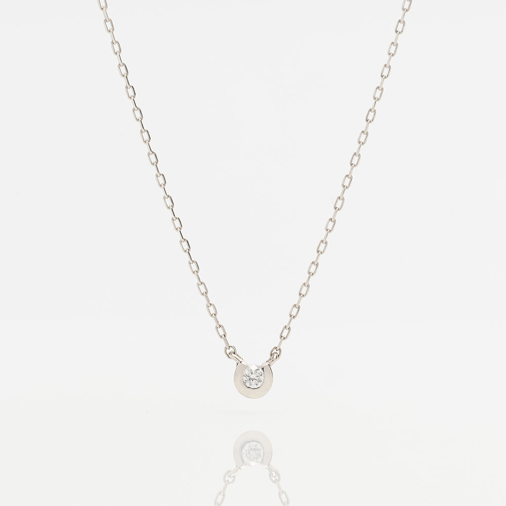 プラチナ ネックレス ダイヤモンド 0.03ct フクリン 覆輪 一粒 日本製 Pt900 レディース シンプル アレルギー対応