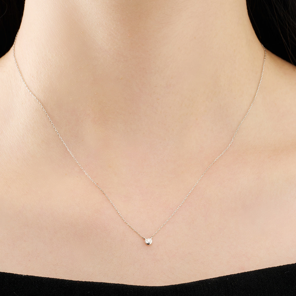 プラチナ ネックレス ダイヤモンド 0.03ct フクリン 覆輪 一粒 日本製 Pt900 レディース シンプル アレルギー対応