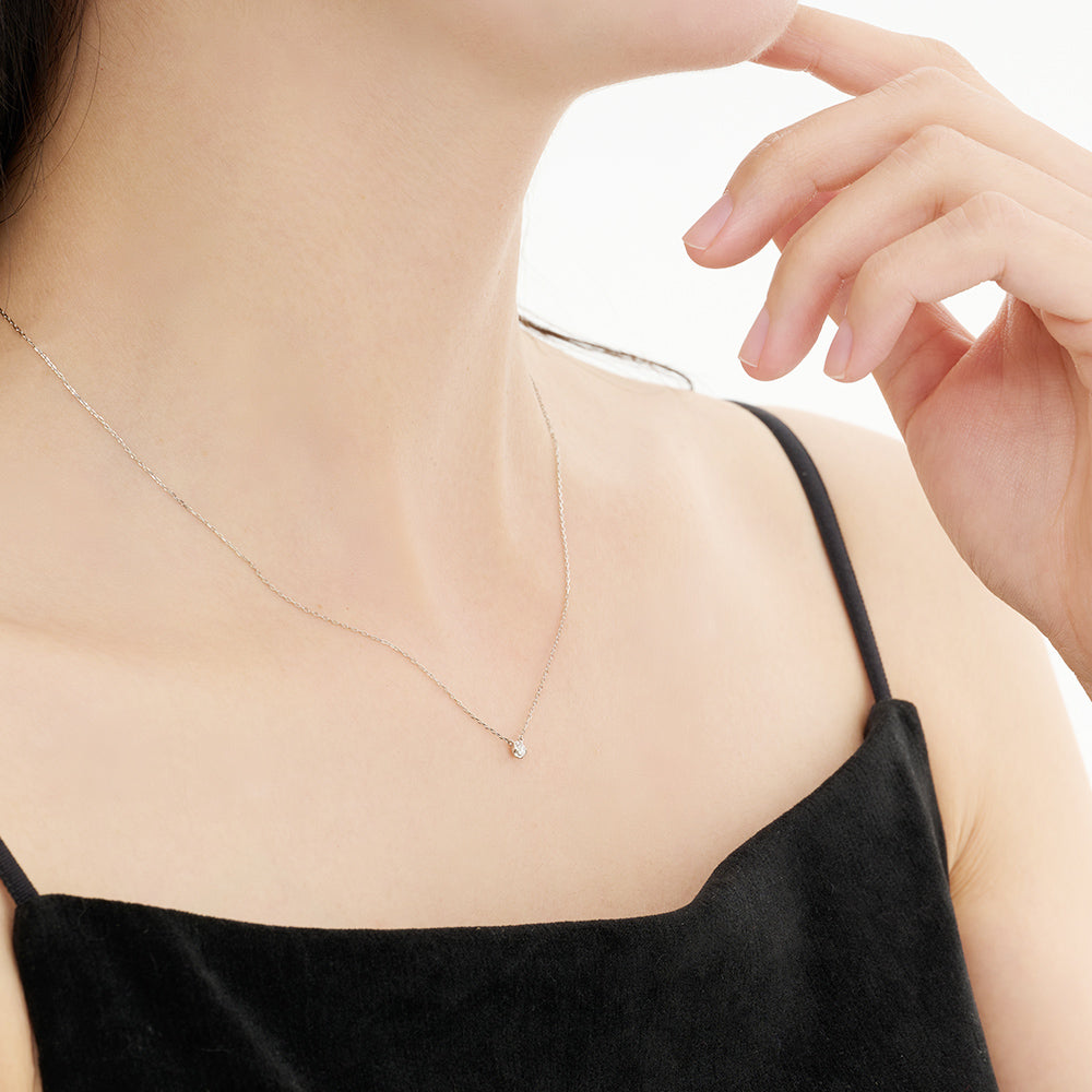 プラチナ ネックレス ダイヤモンド 0.03ct フクリン 覆輪 一粒 日本製 Pt900 レディース シンプル アレルギー対応