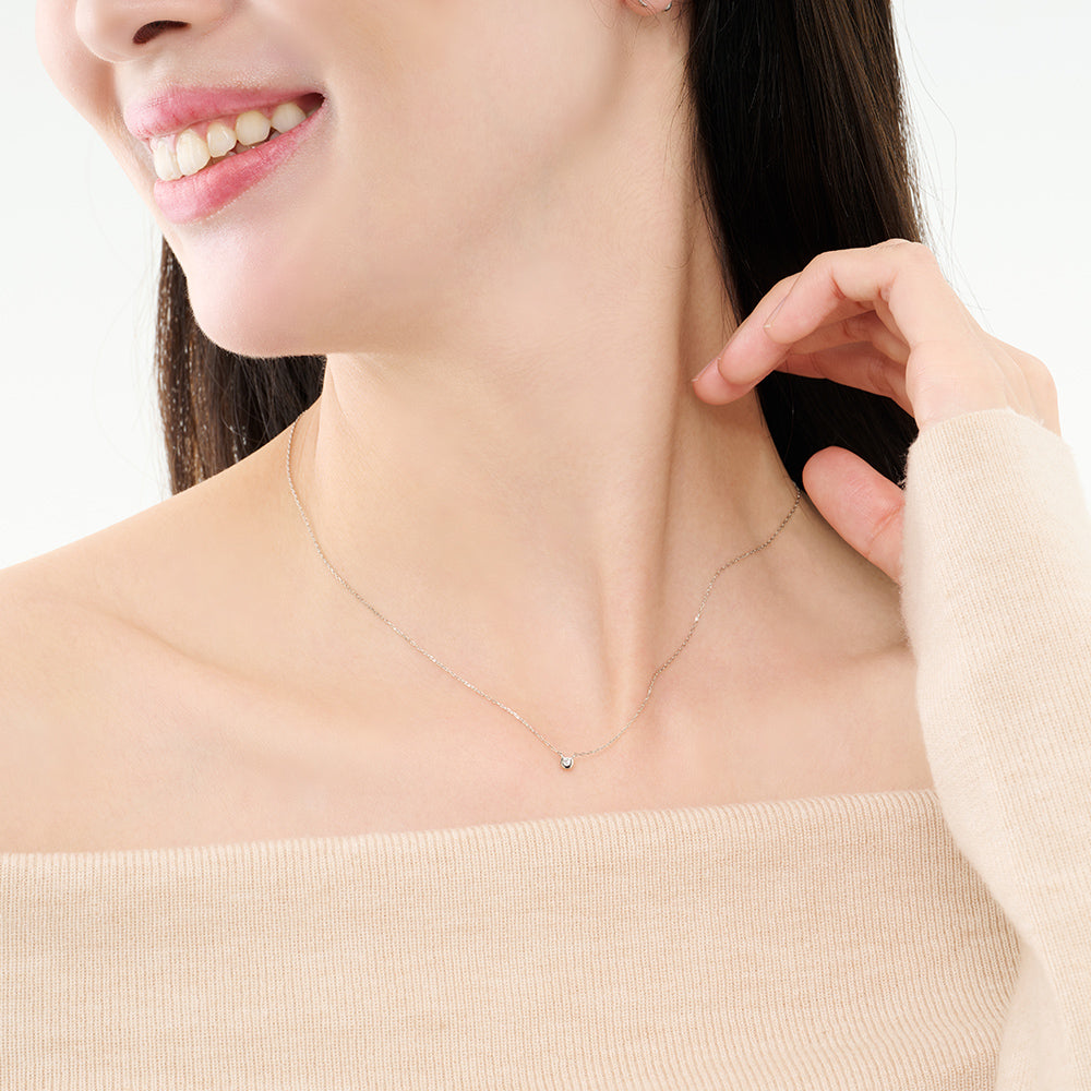 プラチナ ネックレス ダイヤモンド 0.03ct フクリン 覆輪 一粒 日本製 Pt900 レディース シンプル アレルギー対応