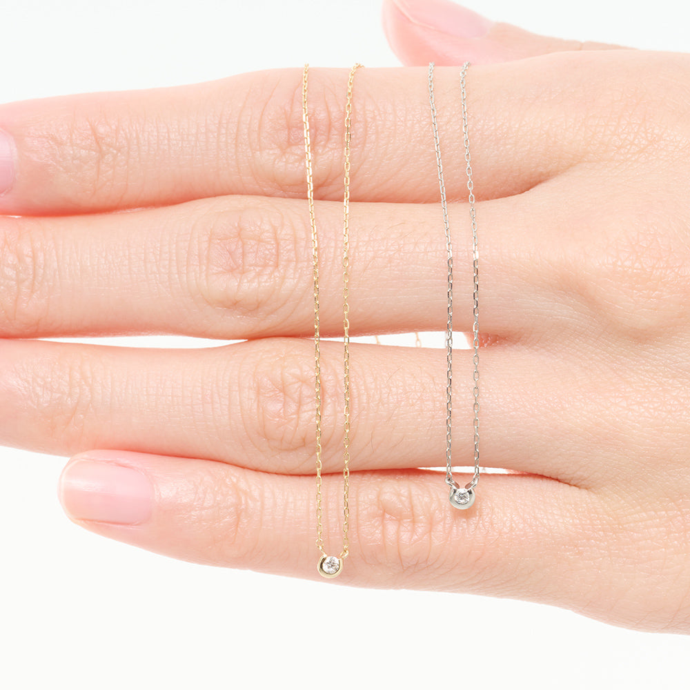 プラチナ ネックレス ダイヤモンド 0.03ct フクリン 覆輪 一粒 日本製 Pt900 レディース シンプル アレルギー対応