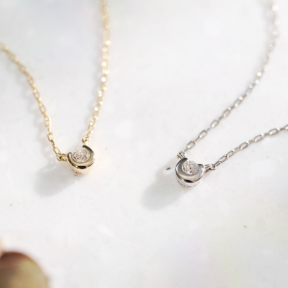 プラチナ ネックレス ダイヤモンド 0.03ct フクリン 覆輪 一粒 日本製 Pt900 レディース シンプル アレルギー対応