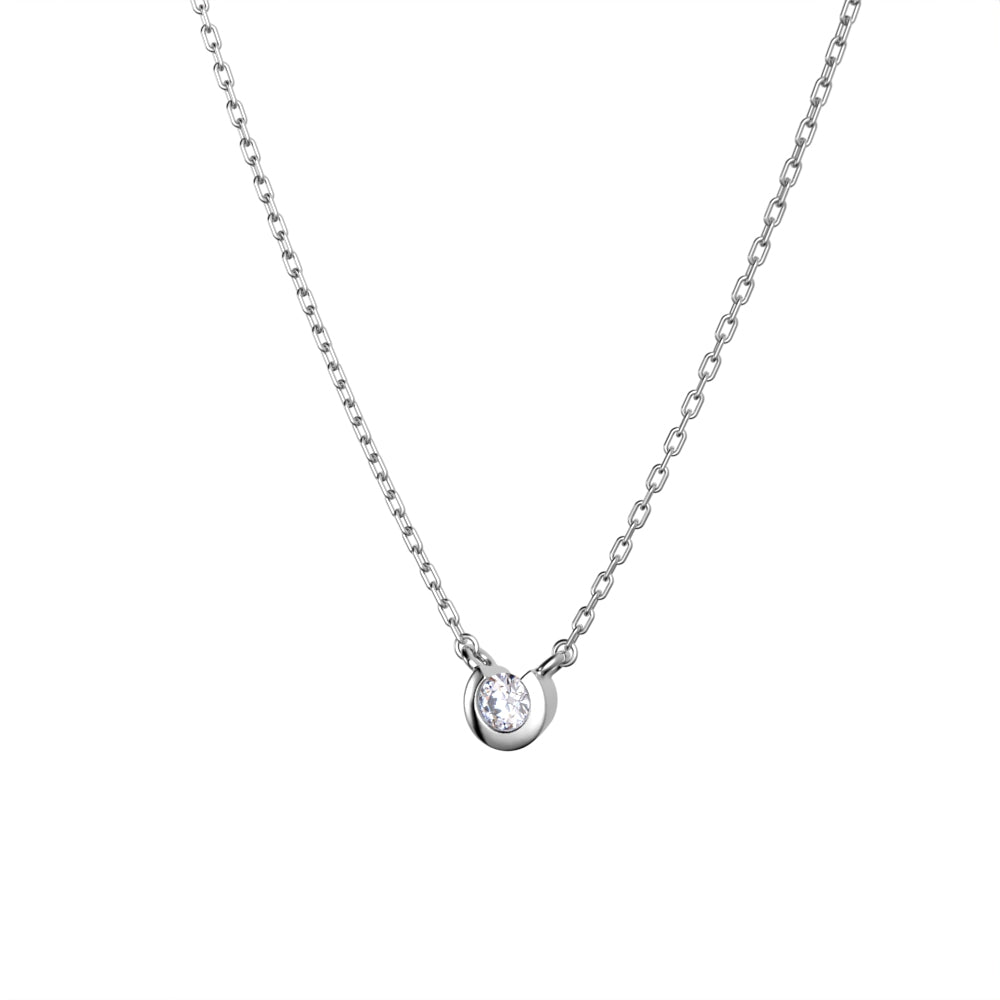 プラチナ ネックレス ダイヤモンド 0.03ct フクリン 覆輪 一粒 日本製 Pt900 レディース シンプル アレルギー対応