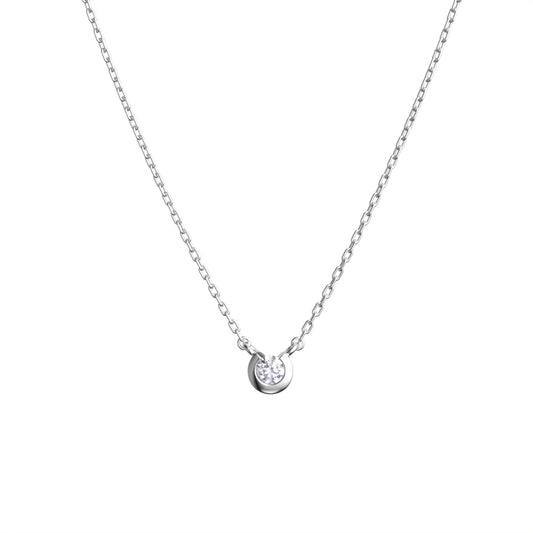 プラチナ ネックレス ダイヤモンド 0.03ct フクリン 覆輪 一粒 日本製 Pt900 レディース シンプル アレルギー対応