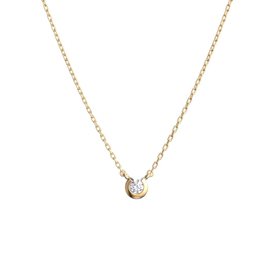 K10 ネックレス ダイヤモンド 0.03ct フクリン 覆輪 日本製 10金 イエローゴールド 一粒 レディース シンプル